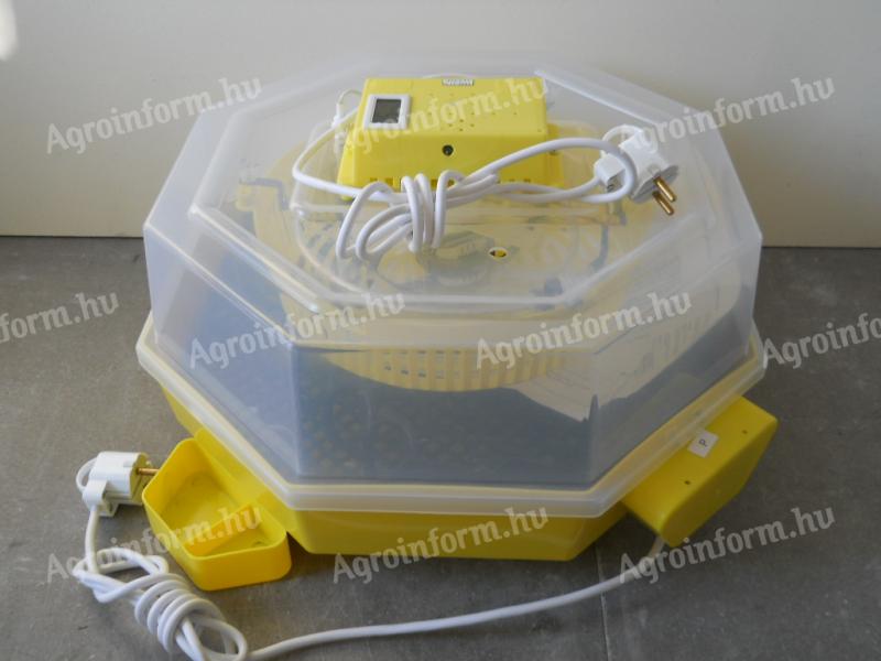 Keltetőgép (tojáskeltető) automata forgatóművel,  hőmérséklet- és páratartalom-kijelzővel
