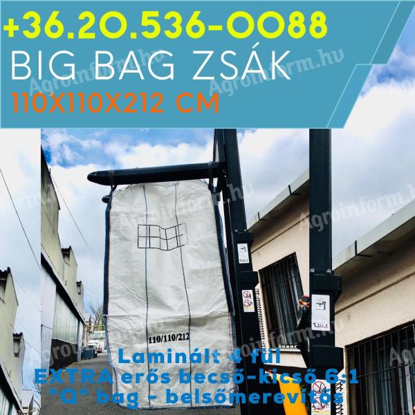 Big bag zsák .20. 536-0088 méret110 x 110 x 212 cm Q laminált 6:1 big bag zsák becső-kicső