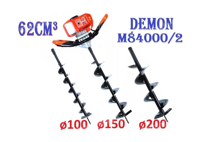 Talajfúró Földfúró 62cm³/5.2Le Gödörfúró 1-2 felhasználós +100 150 200 fúró * Demon M84000