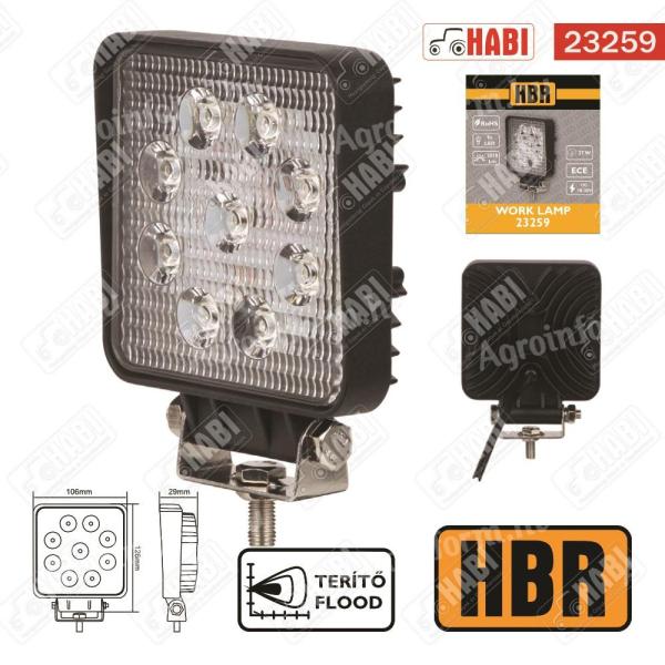 Munkalámpa LED 27W kocka,  2070 Lumen,  10-30V,  IP67,  HBR (23259)