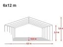 Professzionális raktársátor,  tároló sátor 6x12 m ponyva PVC 500g/m2 fehér
