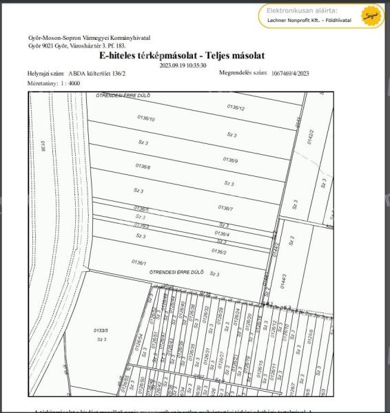 ABDA külterületen 3908nm szántóföld eladó