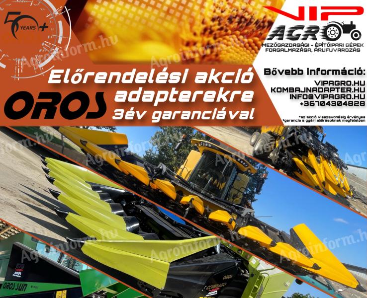Új OROS napraforgó és kukorica kombájn adapterek 3év garanciával VIP AGRO Kft