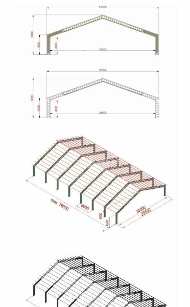 Fedeles lovarda tárolócsarnok vázszerkezet 1950 m² - 25 m x 78 m