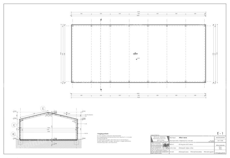 Fedeles lovarda tárolócsarnok vázszerkezete tűzhorganyzott,  525 m² - 15 m x 35 m