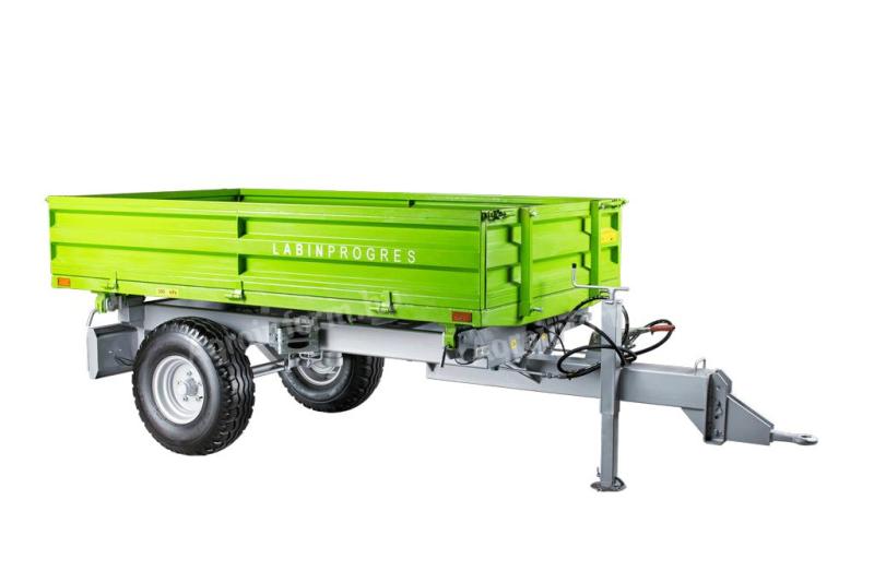 Labin PV 2000 egytengelyes pótkocsi,  lég vagy hidraulikus fékkel,  2t – 3 oldalra billenő