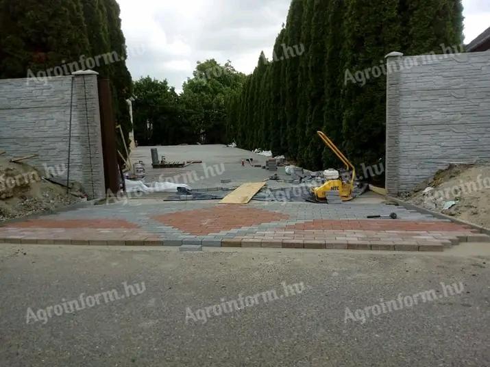 Térkő szegély kerítés betonozás