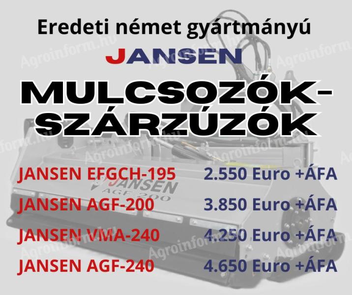 JANSEN mulcsozók-szárzúzók +1 év garanciával