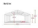 Professzionális rendezvénysátor 8x12 m,  PVC 800 fehér,  erősített szerkezettel,  padlóval