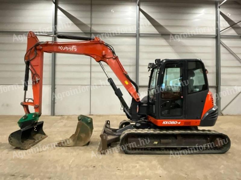 Kubota KX080-4 A / 2016 / 2250 ó / 2 db kanál / Lízing 20%-tól