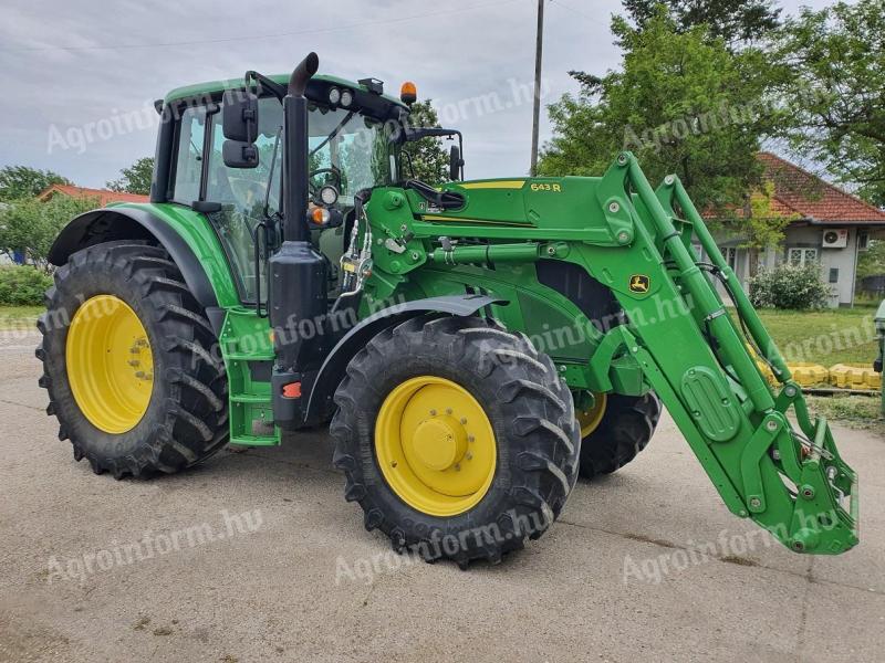 John Deere 6155M TLS + Rugózott kabin + Automata kormány előkészítés + JD 643 homlokrakodó