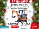 Kubota KX016-4 G zárt kezelőfülkés gumilánctalpas minikotró