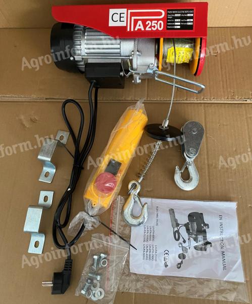 Elektromos csörlő 125 kg - 250 kg * Welnek Tools Professional * PA250 * 550 W,  6-12 m