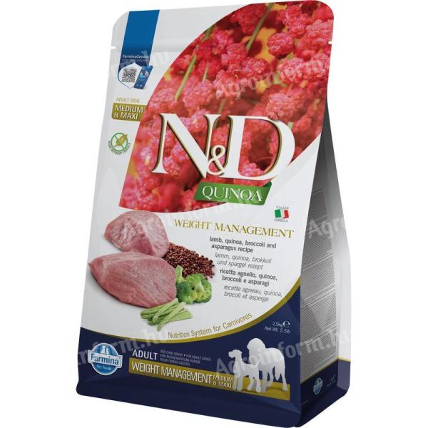 N&D Quinoa Dog Weight Management Adult Medium/Large bárány 2,5kg