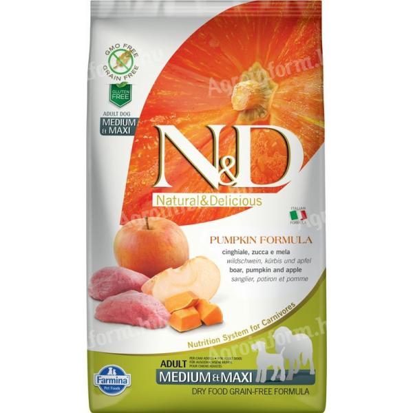 N&D Dog Grain Free vaddisznó & alma sütőtökkel adult medium/maxi 2,5kg