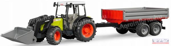 Claas Nectis 267 F homlokrakodós traktor pótkocsival Bruder 
