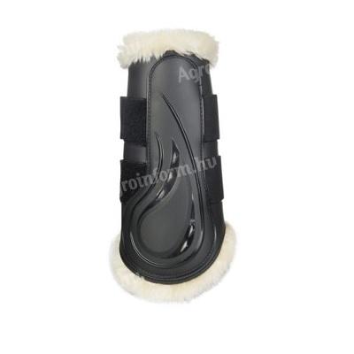 Comfort szőrmés tépőzáras ínvédő fekete - XL