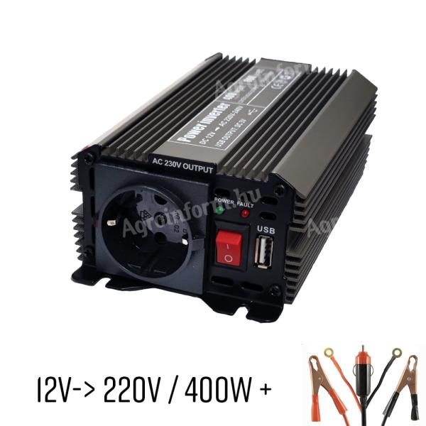 Áramátalakító 12V-ról 220V-ra 400W  Power Inverter