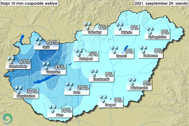 10 mm csapadék esélye