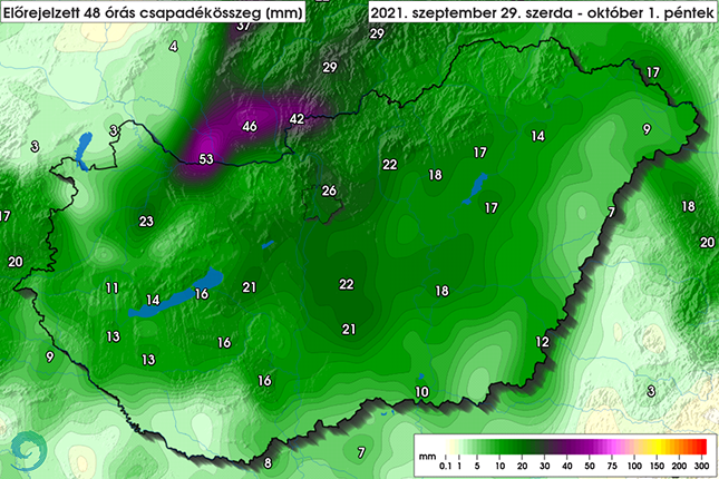 48 órás csapadék előrejelzés