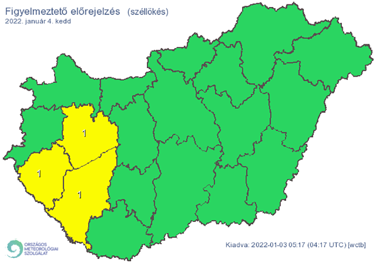 Figyelmeztető előrejelzés - szél