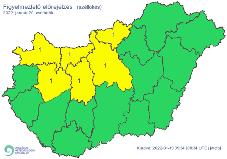 Figyelmeztető előrejelzés - szél