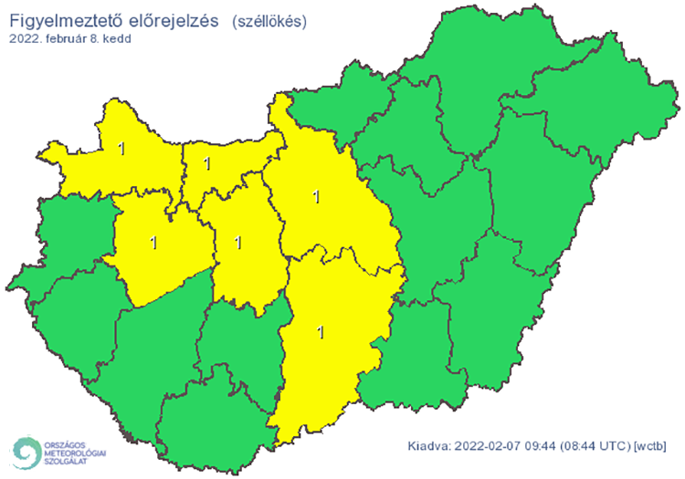Figyelmeztető előrejelzés - szél