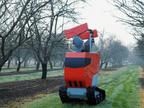 Zseniális kertészeti robot, ami egyszerűen lelövi a termésmúmiákat a fáról