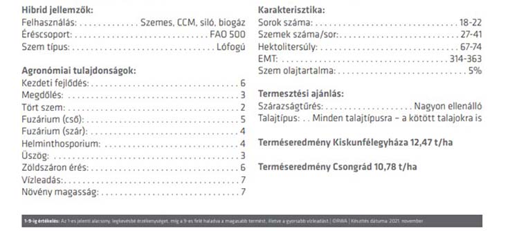 Akinom hibrid kukorica tulajdonságai