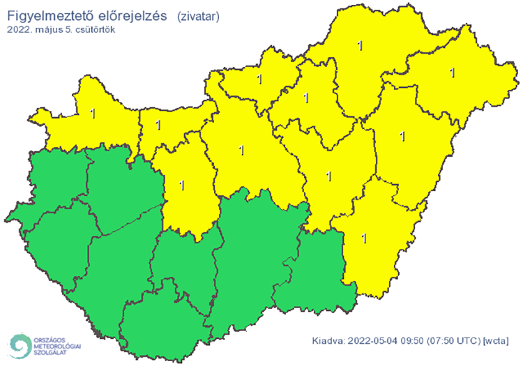 Figyelmeztető előrejelzés - zivatarok