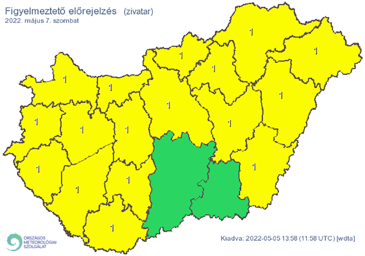 Figyelmeztető előrejelzés - zivatarok