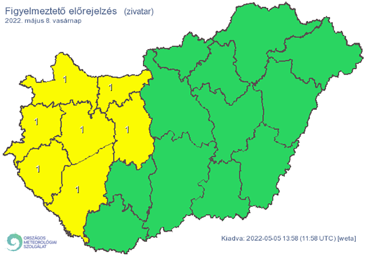 Figyelmeztető előrejelzés - zivatarok