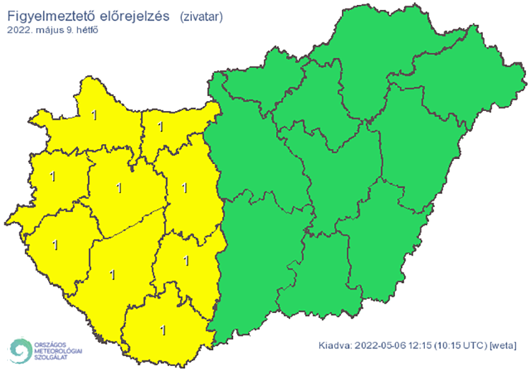 Figyelmeztető előrejelzés - zivatarok