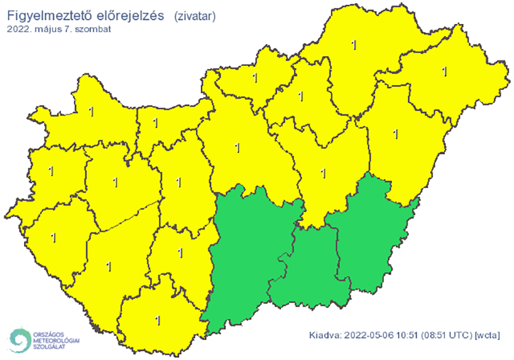 Figyelmeztető előrejelzés - zivatarok