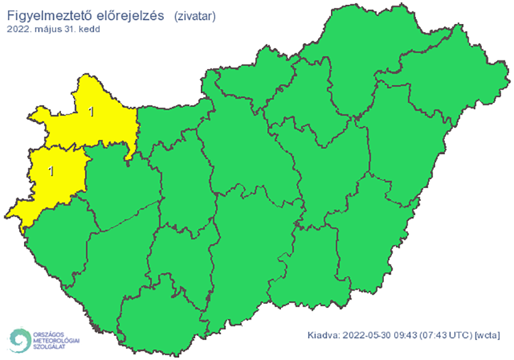 Figyelmeztető előrejelzés - zivatarok