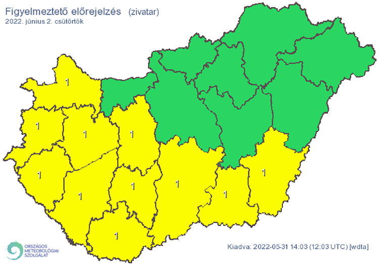 Figyelmeztető előrejelzés - zivatarok