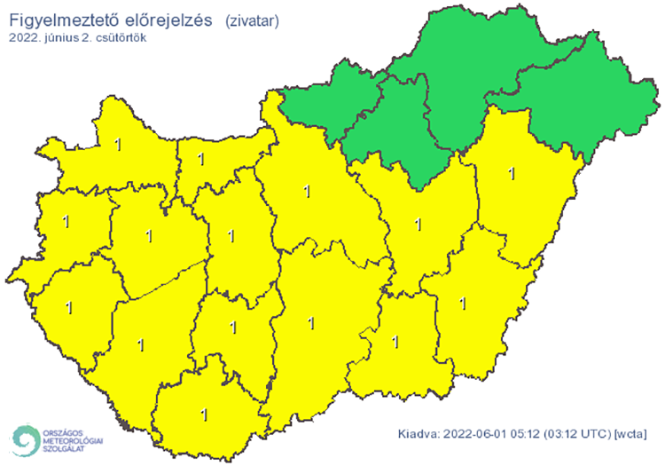 Figyelmeztető előrejelzés - zivatarok