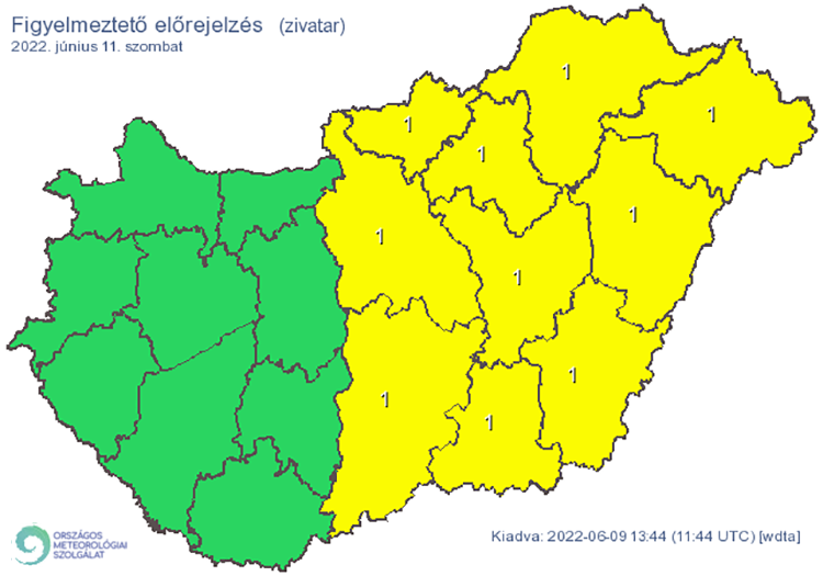 Figyelmeztető előrejelzés - zivatarok
