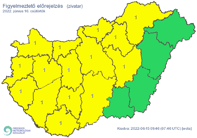 Figyelmeztető előrejelzés - zivatarok