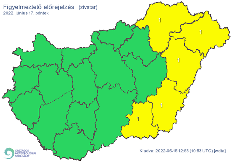 Figyelmeztető előrejelzés - zivatarok