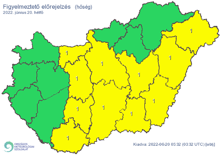 Figyelmeztető előrejelzés - hőség