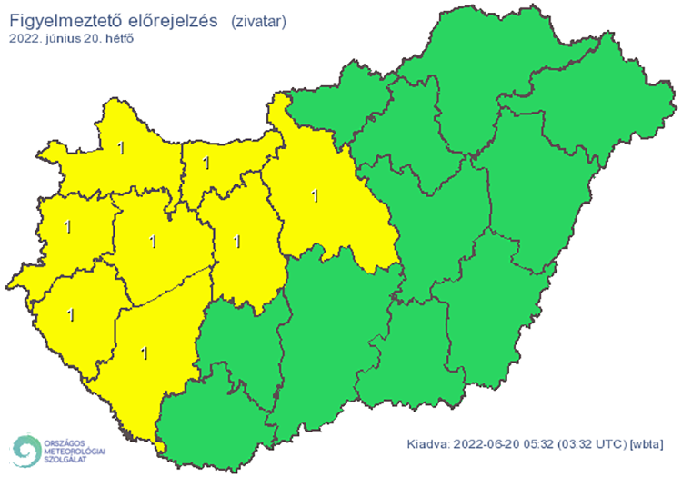 Figyelmeztető előrejelzés - zivatarok