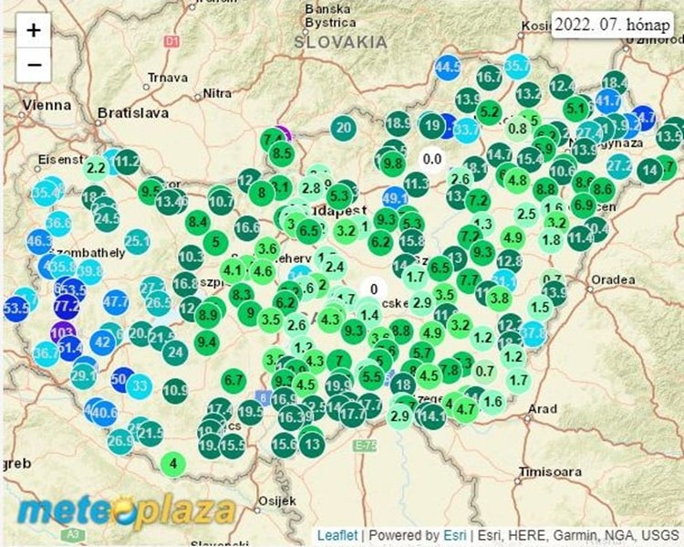 júliusi csapadékösszeg