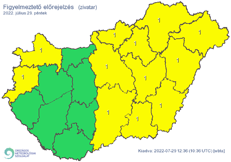 Figyelmeztető előrejelzés - zivatarok