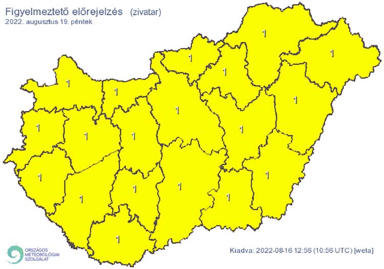 Figyelmeztető előrejelzés - zivatarok