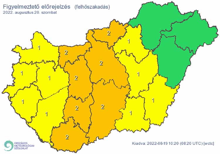 Figyelmeztető előrejelzés - felhőszakadas