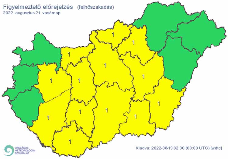 Figyelmeztető előrejelzés - felhőszakadas