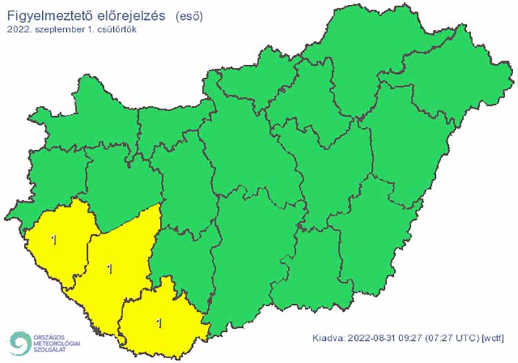 Figyelmeztető előrejelzés - eső