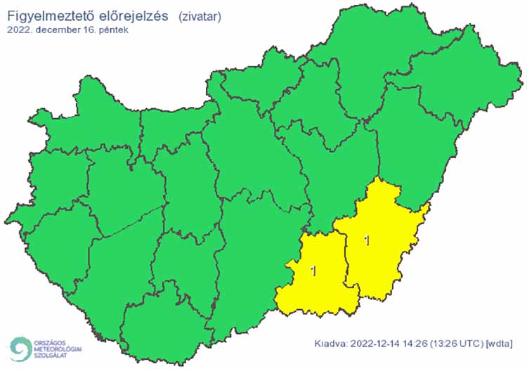 Figyelmeztető előrejelzés - zivatarok