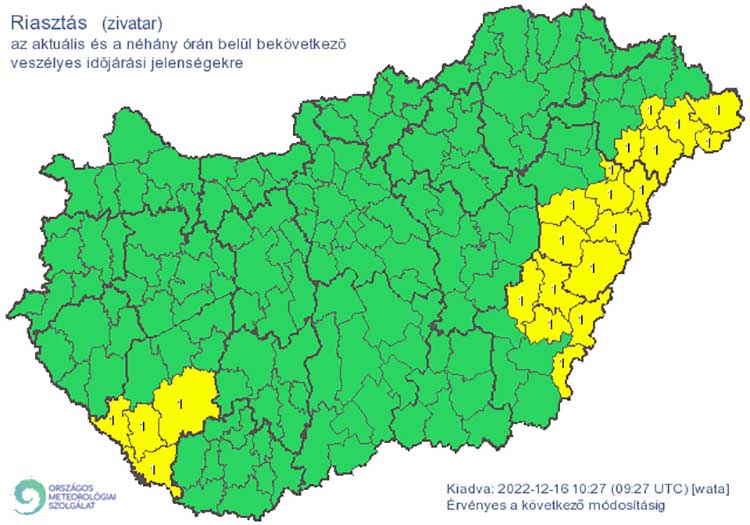 Riasztások zivatarok miatt